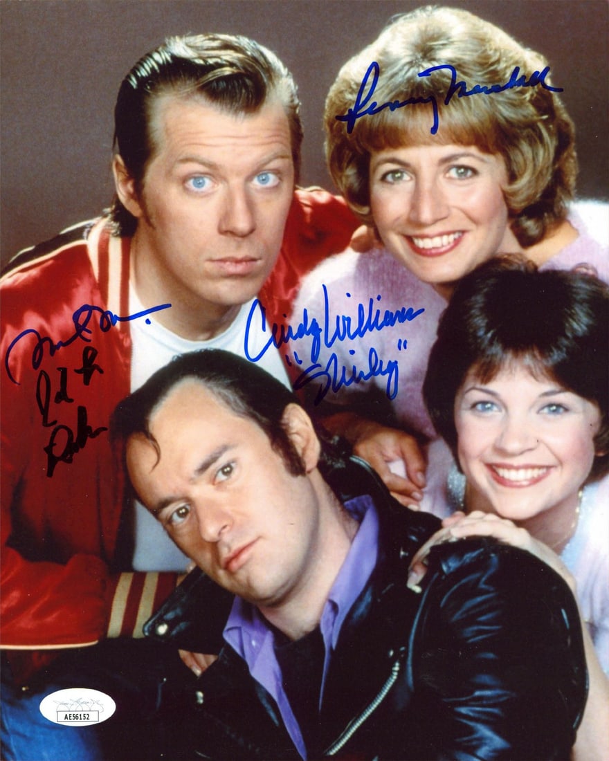 Laverne & Shirley Cast Signed 8x10 Photo with JSA Authentication: Laverne & Shirley Cast Signed 8x10 Photo with JSA Authentication This is a captivating autographed vertical 8x10 photograph featuring the beloved cast of the classic television show 'Laverne & Shirley
