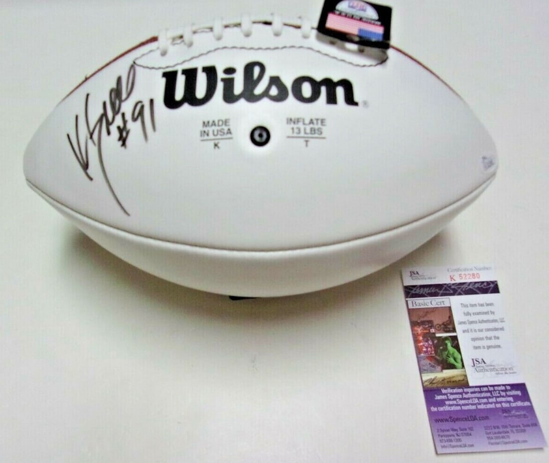 Kevin Greene Signed Football JSA COA Auburn Steelers Rams Panthers: Kevin Greene Signed Football JSA COA Auburn Steelers Rams Panthers This authentic football features the signature of Kevin Greene, a celebrated NFL player known for his time with the Auburn Tigers, Pi