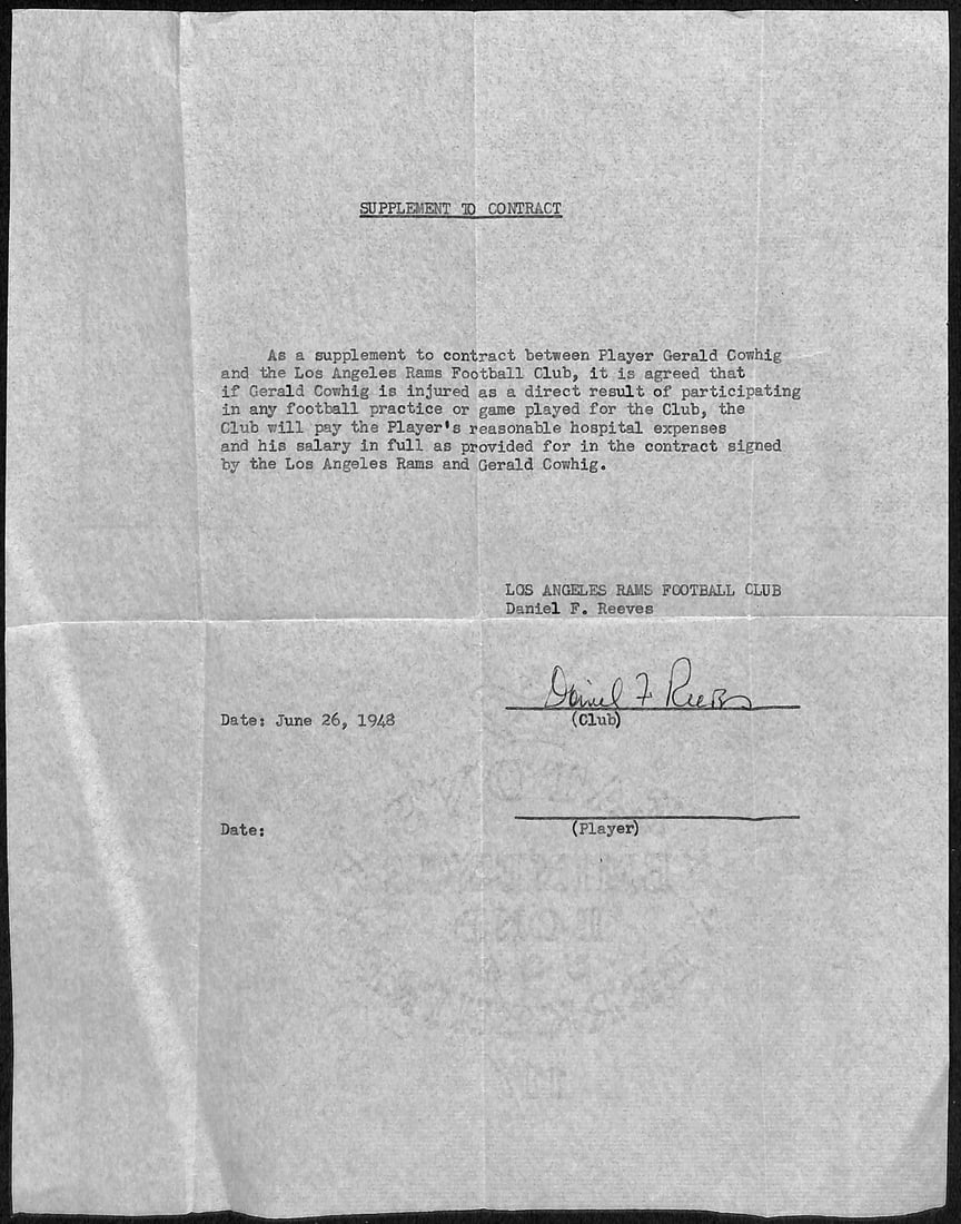 Rare Dan Reeves Signed Contract Letter LA Rams JSA Authenticated: Rare Dan Reeves Signed Contract Letter LA Rams JSA Authenticated This unique item is a signed contract letter from Dan Reeves, a notable player in NFL history. The contract is authenticated by James S