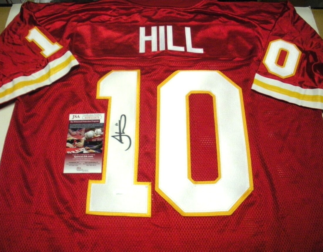 Bart Starr Signed Kansas City Chiefs Reebok Jersey with JSA COA: Bart Starr Signed Kansas City Chiefs Reebok Jersey with JSA COA This officially licensed Reebok jersey is a unique collector's item, featuring the signature of Tyreek Hill, a prominent player for the