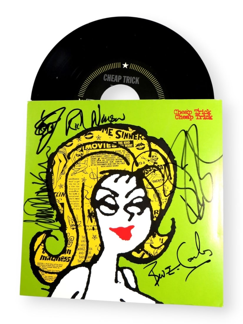 Cheap Trick Signed 45 Record Sleeve Zander Nielsen Petersson Beckett Authenticated (1 of 3)