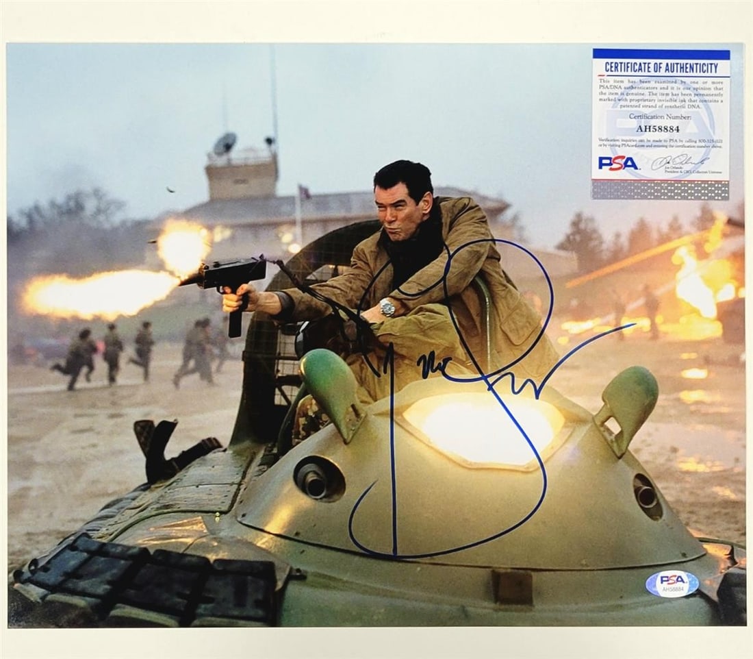 Pierce Brosnan Signed 11x14 Die Another Day Photo PSA Authenticated: Pierce Brosnan Signed 11x14 Die Another Day Photo PSA Authenticated This is an original 11x14 photograph featuring Pierce Brosnan as James Bond in 'Die Another Day.' The photo is authenticated by PSA/