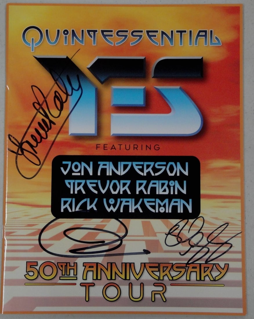 Jon Anderson Trevor Rabin Rick Wakeman Autographed Program Greek Theatre: Jon Anderson Trevor Rabin Rick Wakeman Autographed Program Greek Theatre This original program features the signatures of renowned musicians Jon Anderson, Trevor Rabin, and Rick Wakeman. It was obtain
