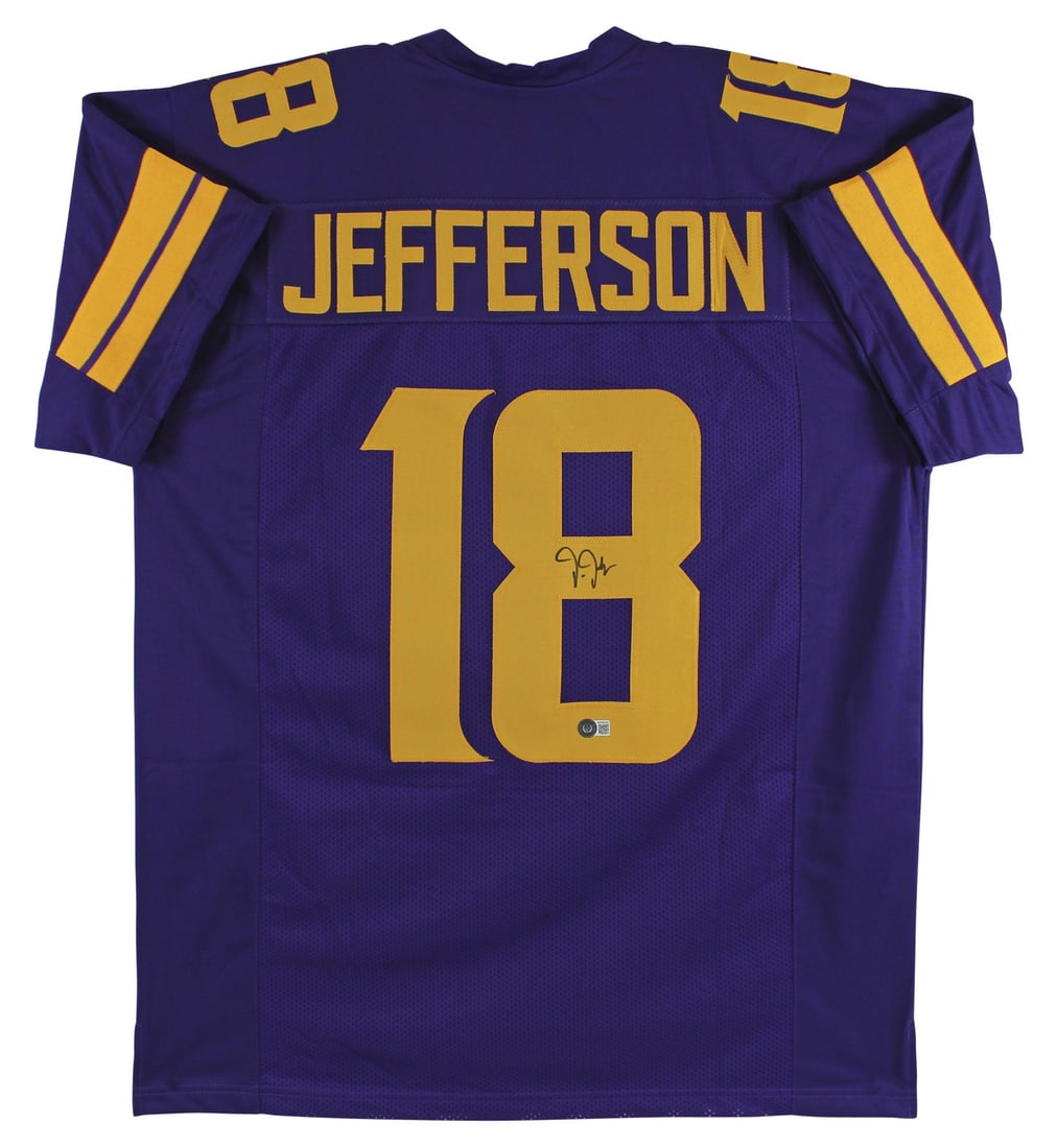 Justin Jefferson Signed Minnesota Vikings Purple Jersey BAS Witnessed (1 of 3)