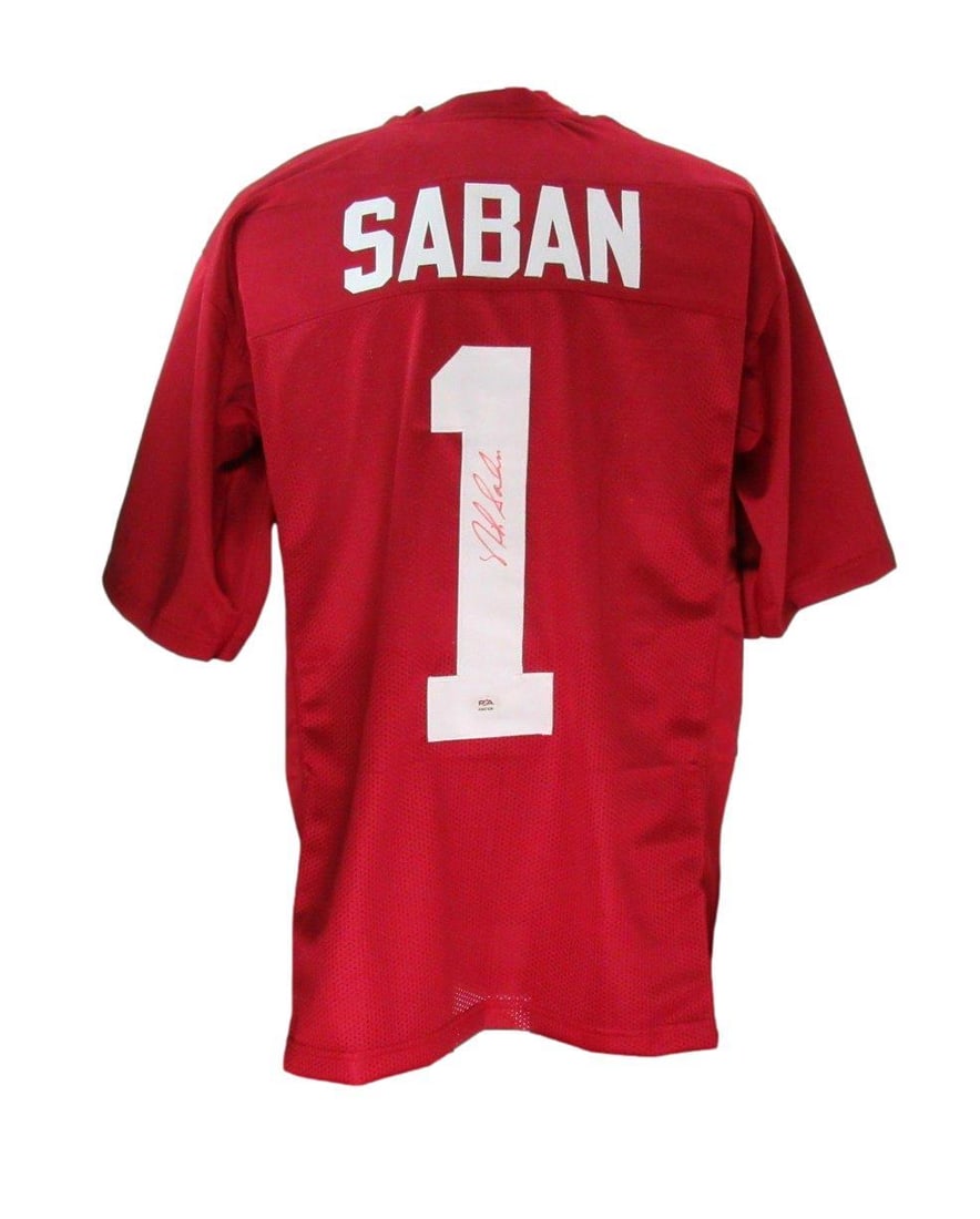Nick Saban University of Alabama Signed Football Jersey PSA/DNA: Nick Saban University of Alabama Signed Football Jersey PSA/DNA This is a University of Alabama football jersey signed by Nick Saban, a notable coach in college football. The jersey comes with authent