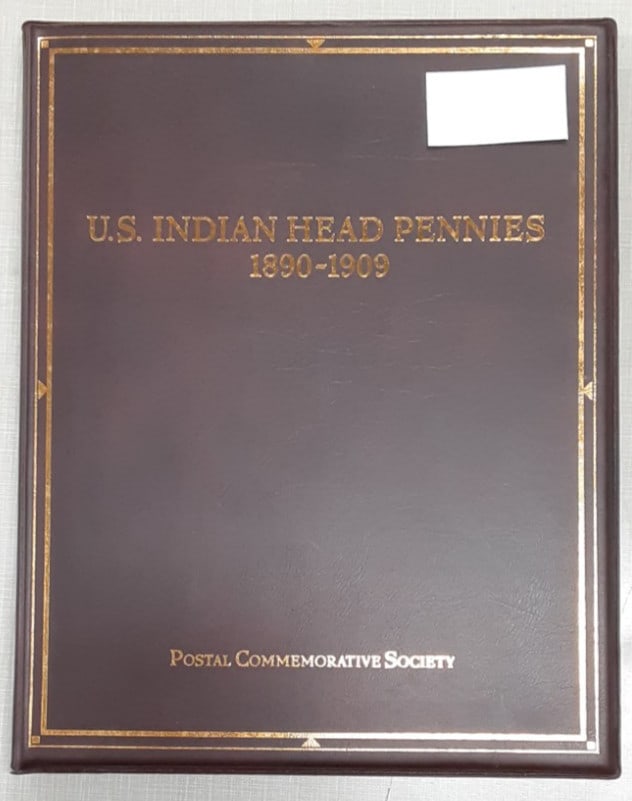 1890-1909 Indian Head Penny Coin Set in Album: 1890-1909 Indian Head Penny Coin Set in Album This Indian Head Penny Set features coins from 1890 to 1909, housed in a Postal Commem Society album. Each penny is composed of bronze, showcasing a brown