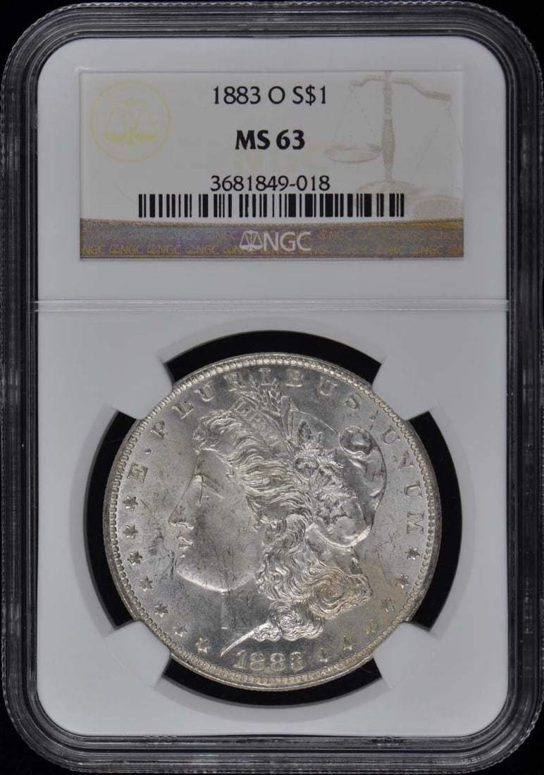 1883-O Morgan Dollar NGC MS63 Uncirculated Coin: 1883-O Morgan Dollar NGC MS63 Uncirculated Coin This 1883-O Morgan Dollar, graded MS63 by NGC, is a stunning example of this classic coin. Minted in New Orleans, it showcases uncirculated quality, ind