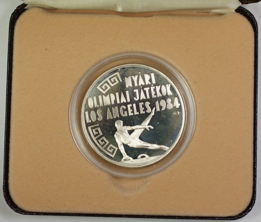 1984 Hungary Silver 500 Forint Coin Los Angeles Olympic Commemorative: 1984 Hungary Silver 500 Forint Coin Los Angeles Olympic Commemorative This 1984 Hungary Silver Proof 500 Forint Coin commemorates the Los Angeles Olympics. It features a denomination of 500 Forint, cr