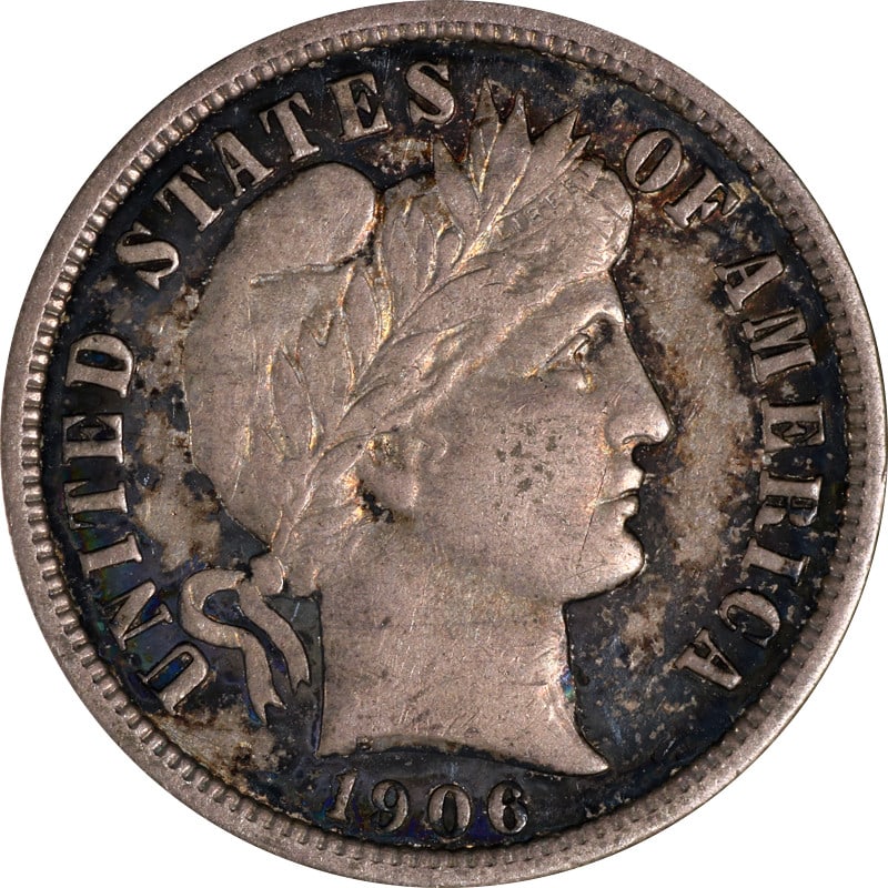 1906-O Barber Dime Silver Coin from New Orleans: 1906-O Barber Dime Silver Coin from New Orleans This 1906-O Barber Dime showcases a rich history and is a notable addition to any coin collection. Minted in New Orleans, this dime is crafted from silv