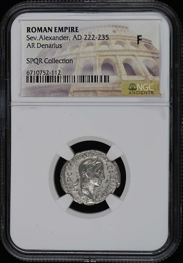 Severus Alexander AD 222-235 Roman Empire Silver Denarius NGC F12: Severus Alexander AD 222-235 Roman Empire Silver Denarius NGC F12 This Roman Empire AR Denarius, minted during the reign of Severus Alexander (AD 222-235), is certified by NGC with a grade of F12, ind
