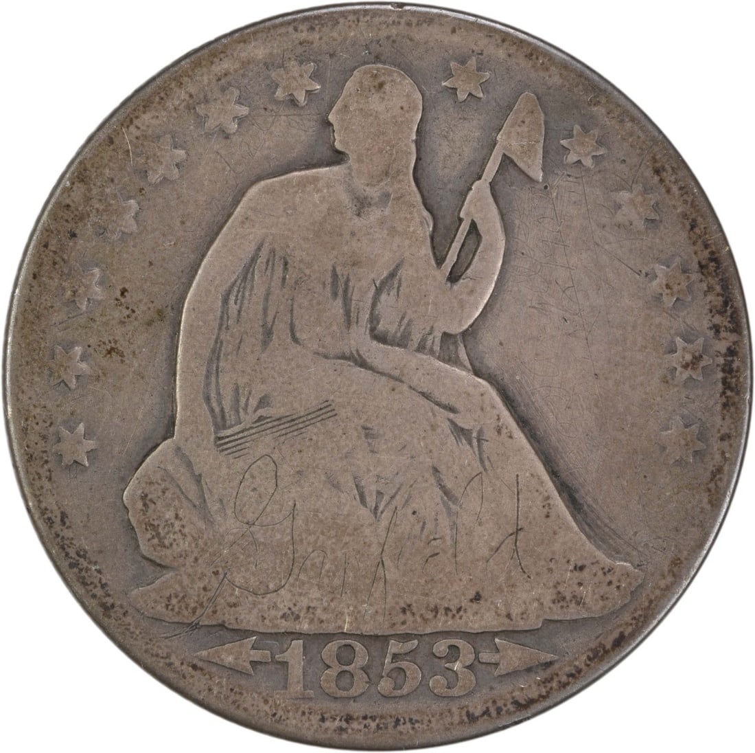 1853-O Liberty Seated Half Dollar 90% Silver Uncertified: 1853-O Liberty Seated Half Dollar 90% Silver Uncertified This 1853-O Liberty Seated Half Dollar features the iconic design by Thomas Sully and Christian Gobrecht. Struck in 90% silver and 10% copper,