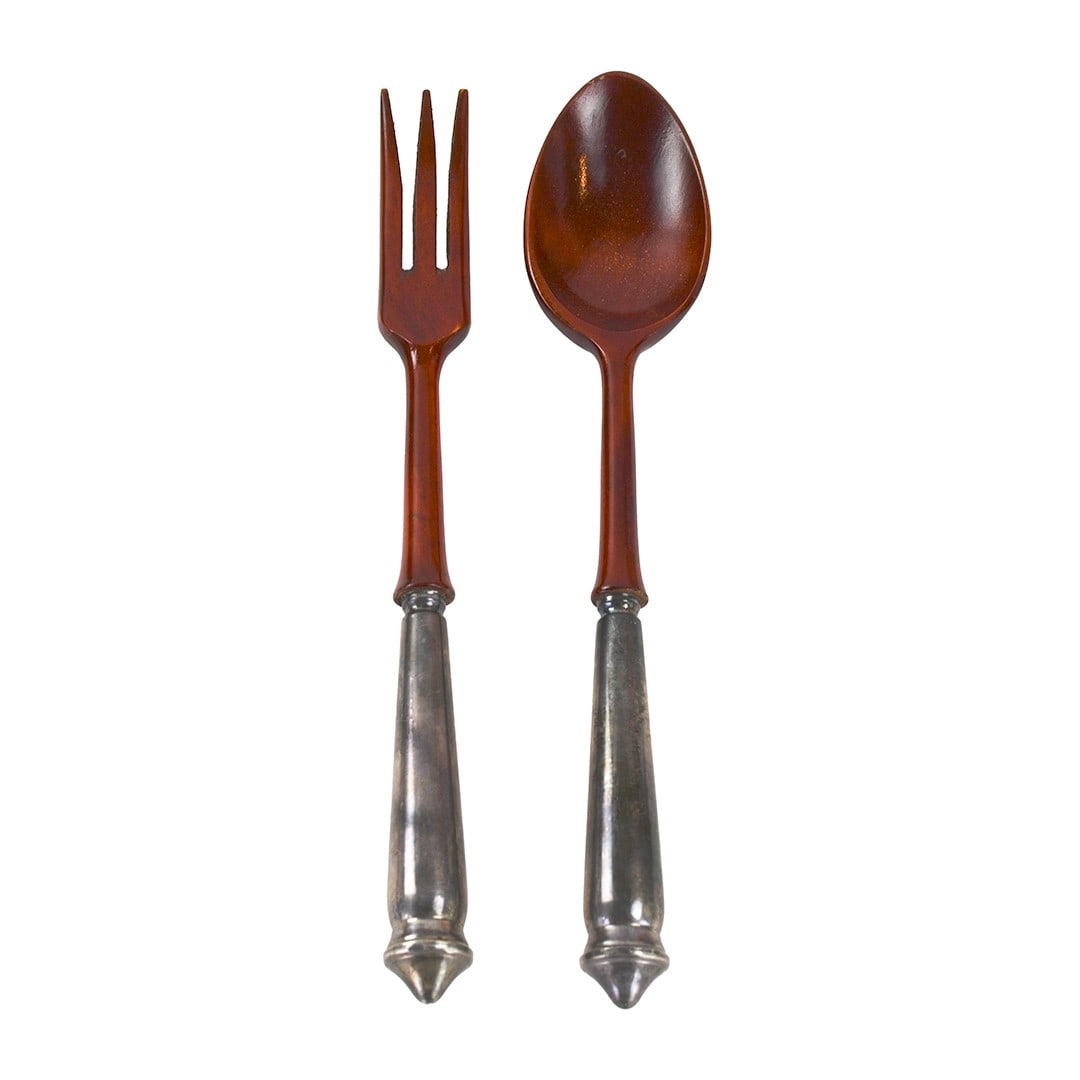French Wooden Salad Serving Set with Sterling Handle (1 of 4)