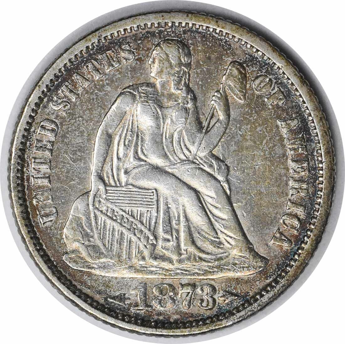 1873 Liberty Seated Silver Dime AU 90% Silver Uncertified Philadelphia (1 of 2)