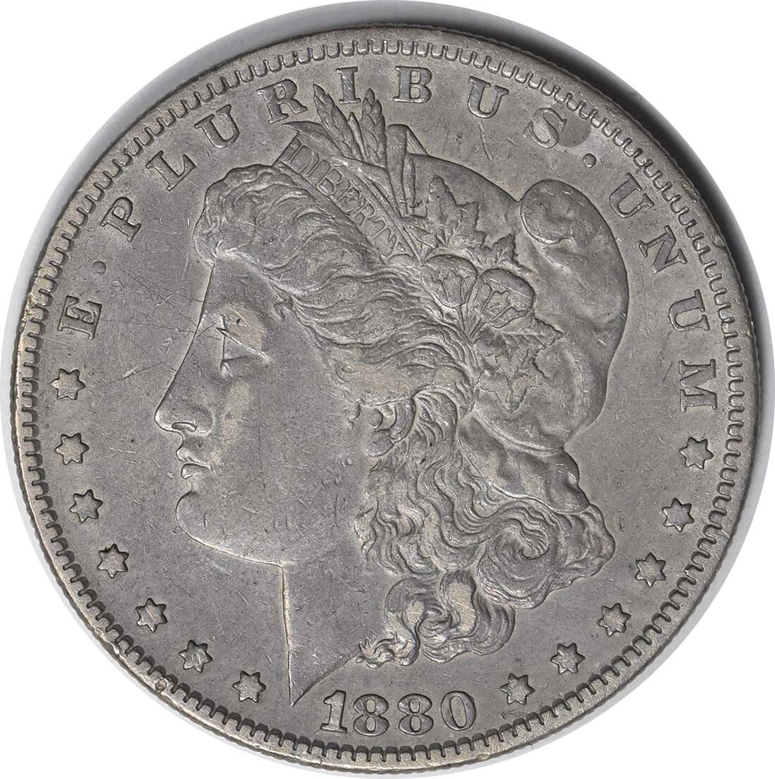 1880 VAM 7 Morgan Dollar 90% Silver Uncertified Coin: 1880 VAM 7 Morgan Dollar 90% Silver Uncertified Coin This 1880 Morgan Dollar features the iconic design by George T. Morgan. Struck in Philadelphia, this coin showcases a classic representation of lib