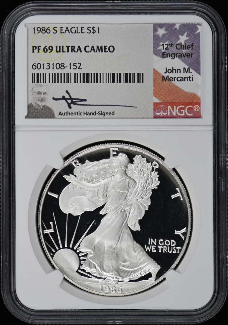 1986 S Eagle S$1 Coin NGC PR69DCAM by John Mercanti (1 of 2)