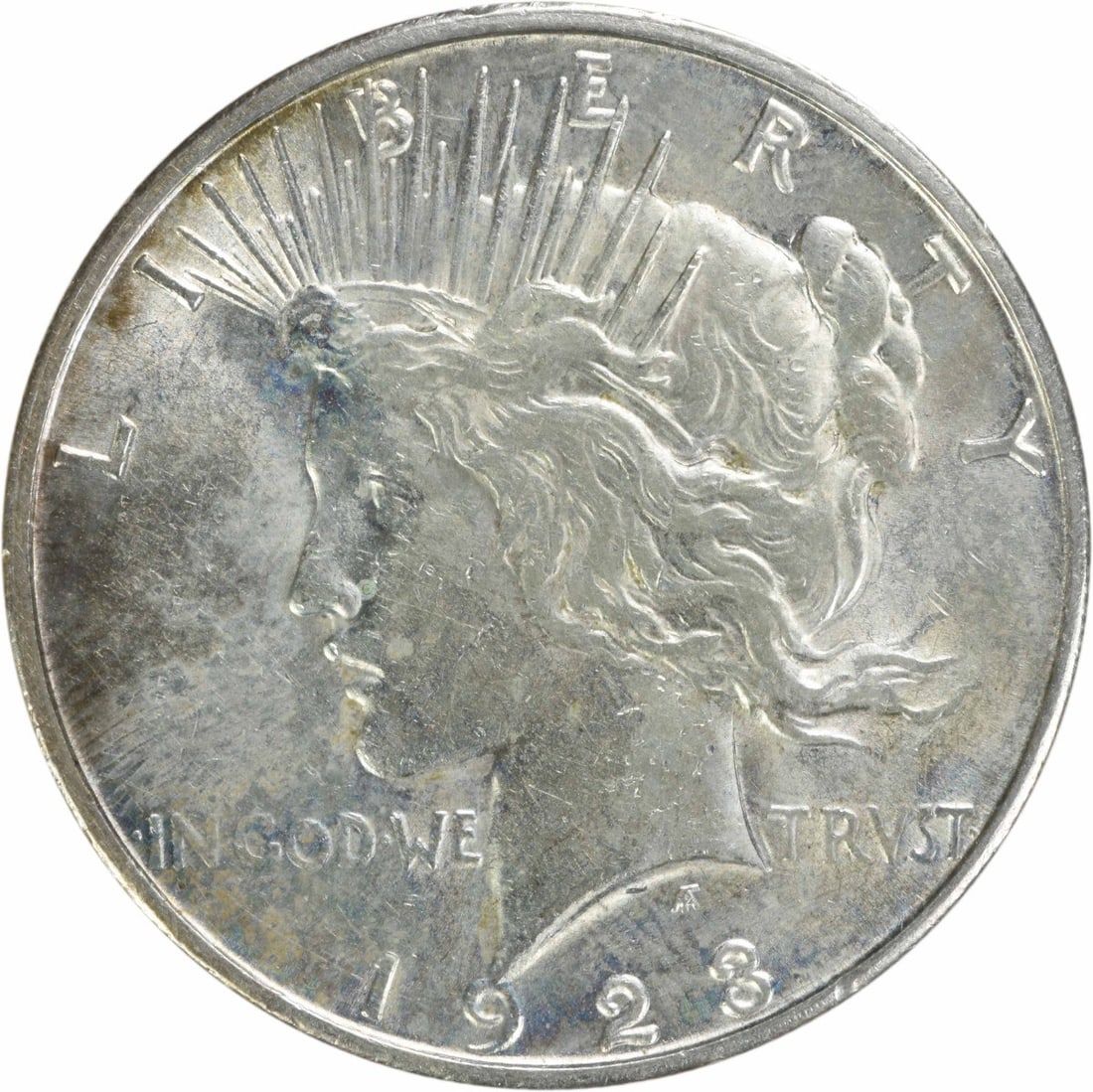 1923-S Peace Silver Dollar AU Uncertified 90% Silver Coin: 1923-S Peace Silver Dollar AU Uncertified 90% Silver Coin This 1923-S Peace Silver Dollar is a beautiful example of American numismatics, showcasing the artistry of designer Anthony de Francisci. Clas