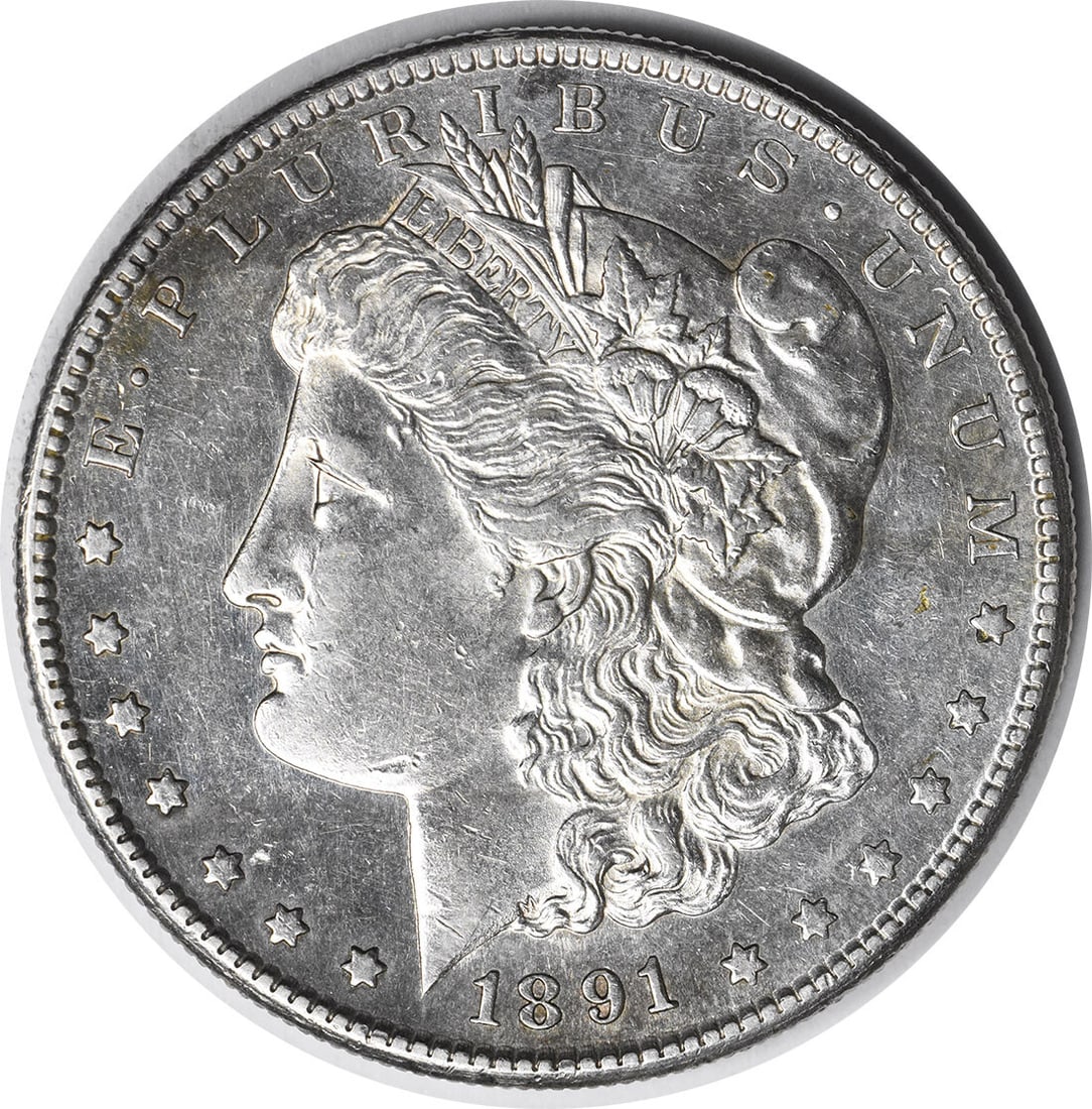 1891-S Morgan Silver Dollar Choice BU Uncertified $1 Coin: 1891-S Morgan Silver Dollar Choice BU Uncertified $1 Coin This 1891-S Morgan Silver Dollar is an uncirculated coin featuring a striking design and exquisite detail. Crafted from silver, it bears the m