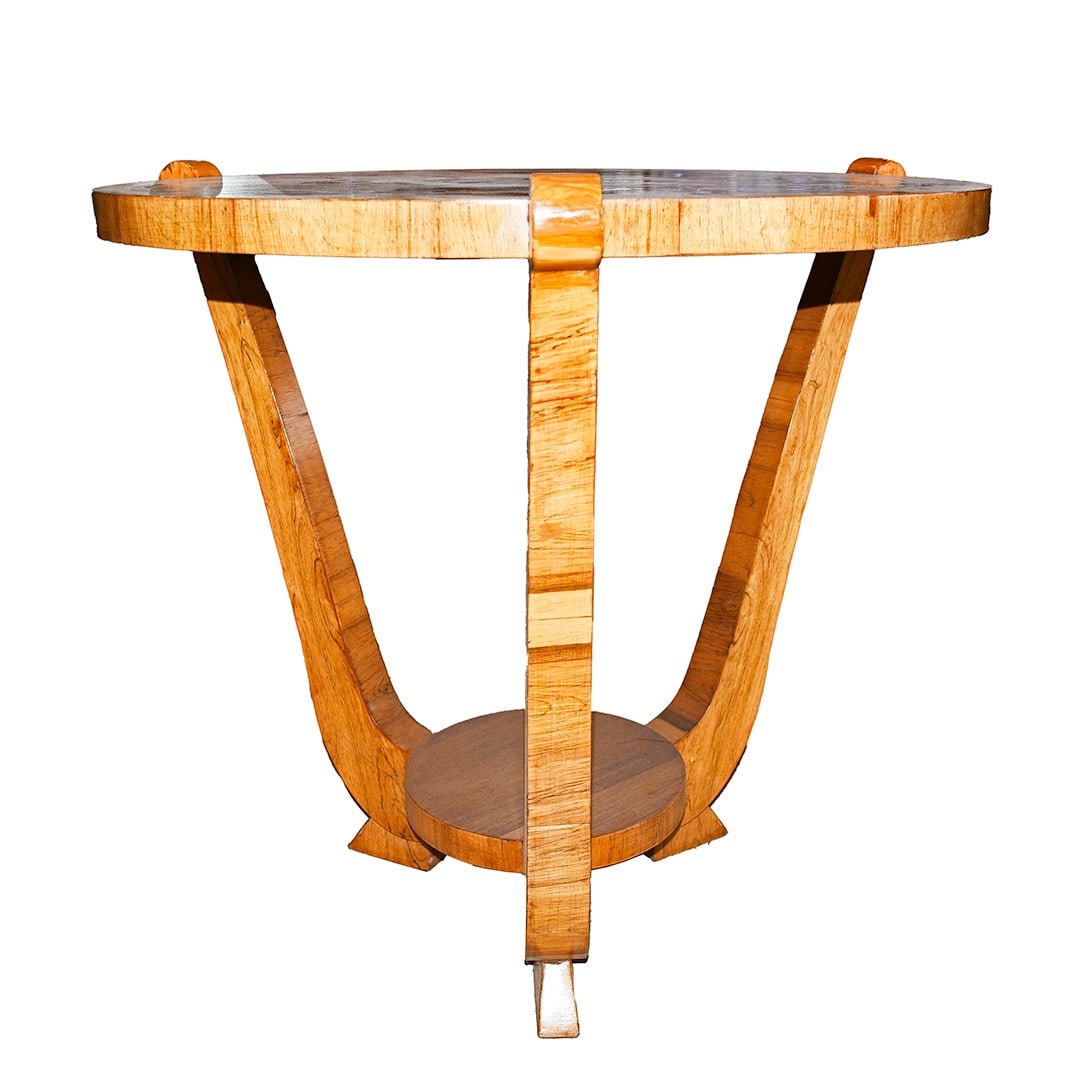 Vintage Art Deco Round Two-Tier Wooden Table 31in Diameter (1 of 4)