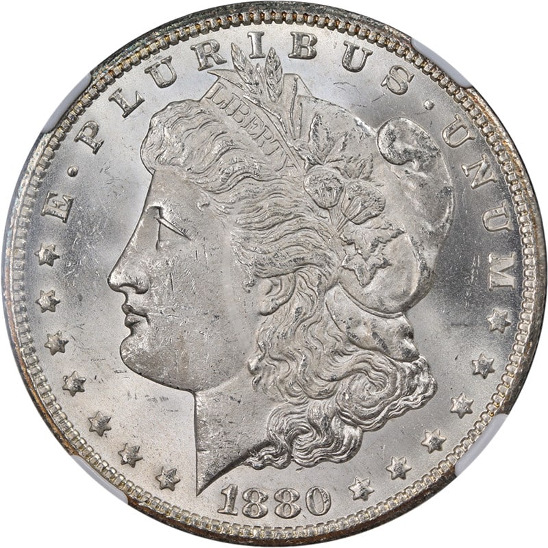 1880-CC Rev 78 Morgan Silver Dollar NGC MS63+ Blast White (1 of 4)