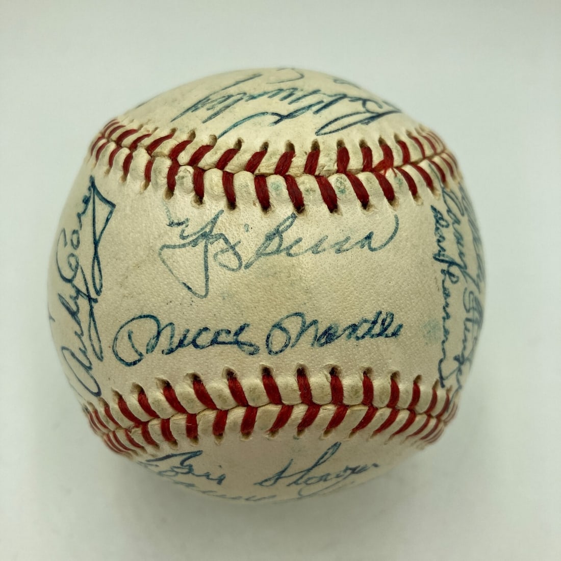 1958 New York Yankees Signed Baseball with Mantle and Berra PSA DNA COA (1 of 11)
