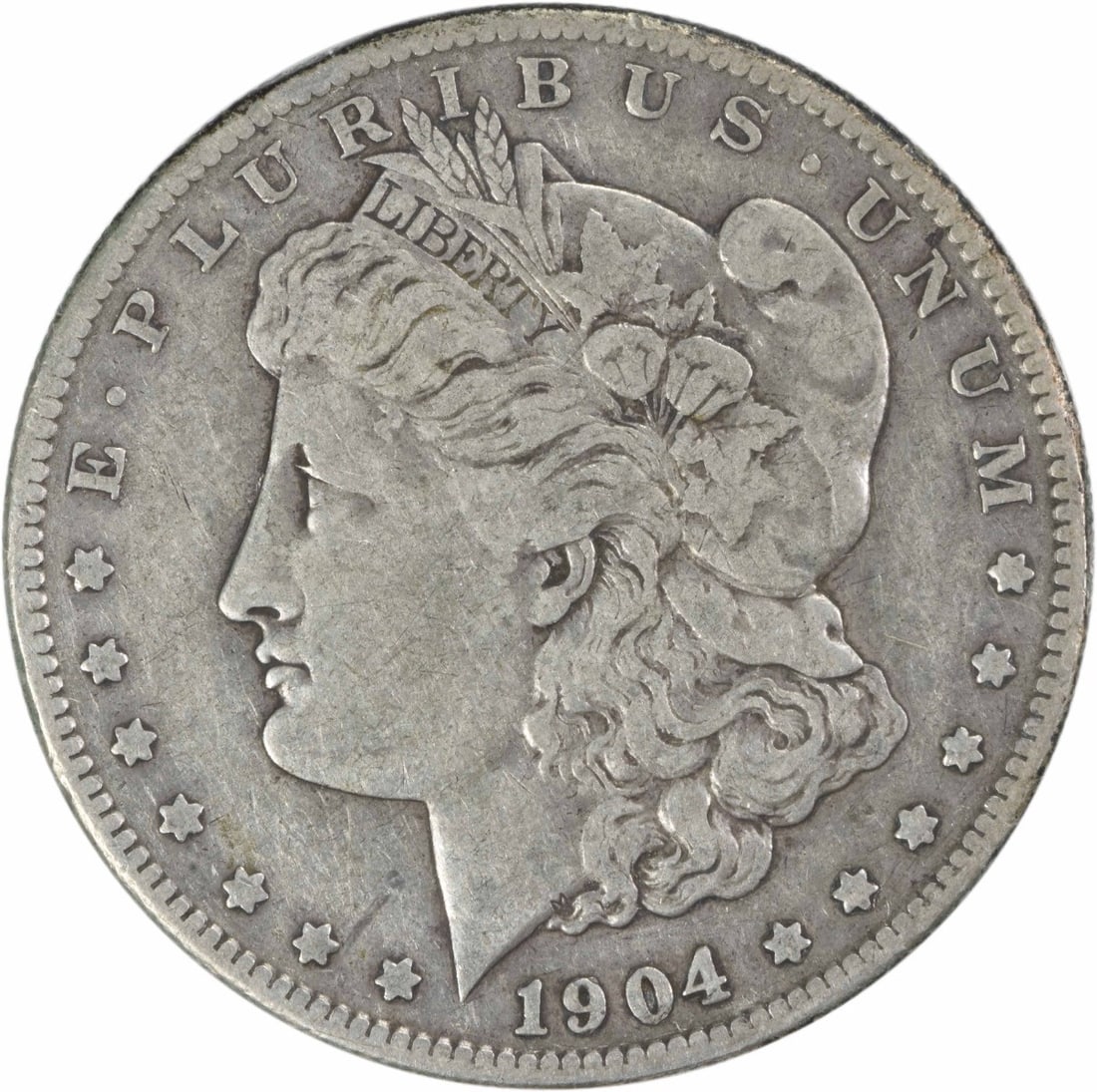 1904-S Morgan Silver Dollar 90% Silver Uncertified $1 Coin: 1904-S Morgan Silver Dollar 90% Silver Uncertified $1 Coin This 1904-S Morgan Silver Dollar is a remarkable piece of numismatic history. Produced at the San Francisco mint, this coin features the icon