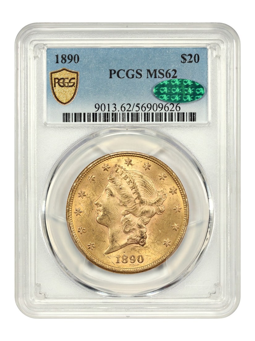 1890 Liberty Head $20 Gold Coin PCGS MS62 CAC Certified (1 of 4)