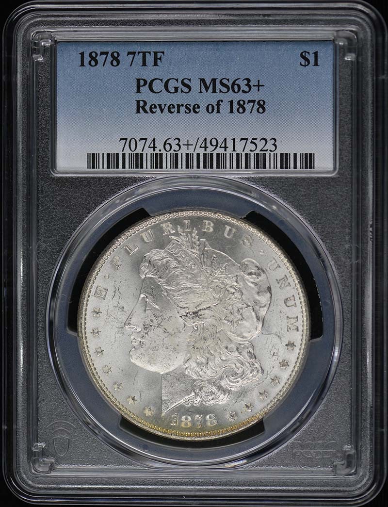 1878 Morgan Dollar PCGS MS63+ Uncirculated Philadelphia Mint: 1878 Morgan Dollar PCGS MS63+ Uncirculated Philadelphia Mint This 1878 Morgan Dollar showcases the iconic design of the series, graded MS63+ by PCGS, indicating an uncirculated condition with exceptio