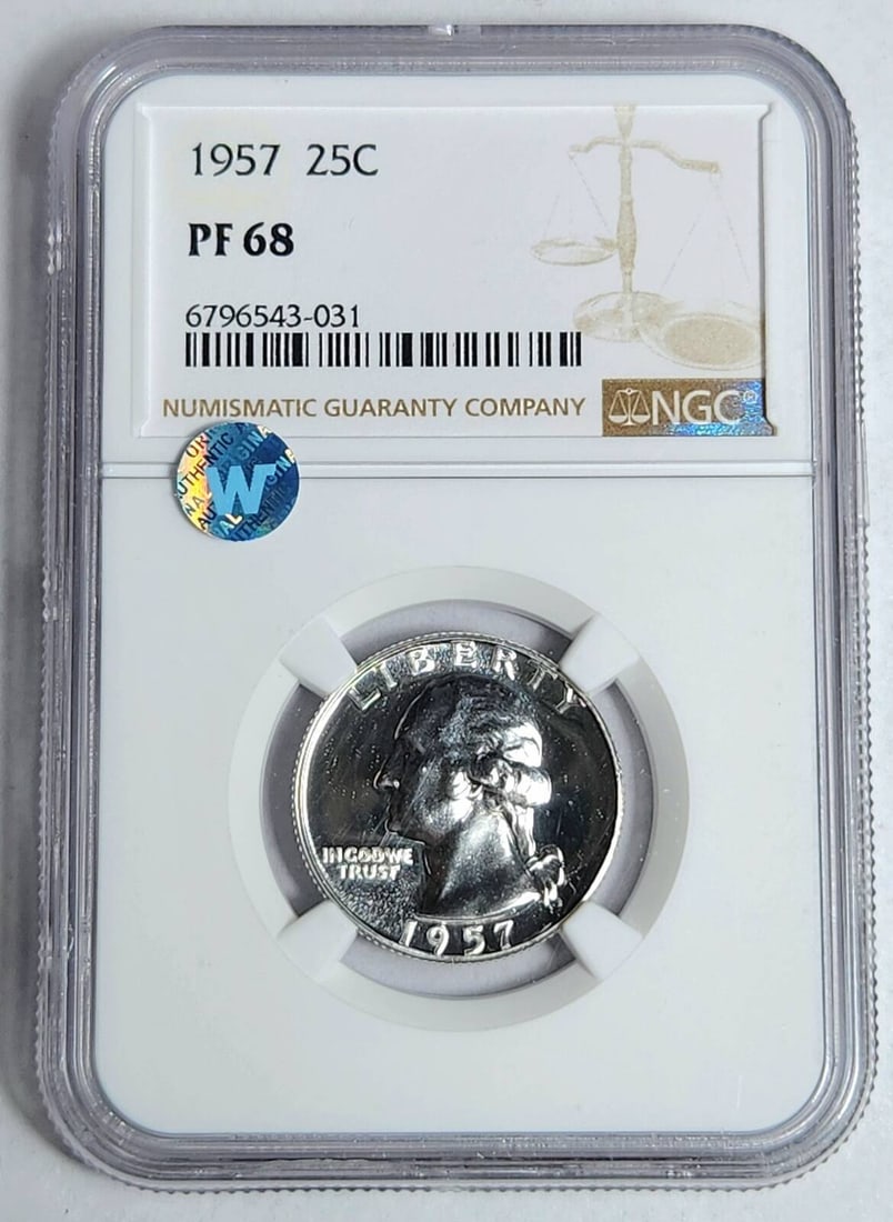 1957 P Washington Quarter NGC PF 68 Proof Silver Coin (1 of 3)