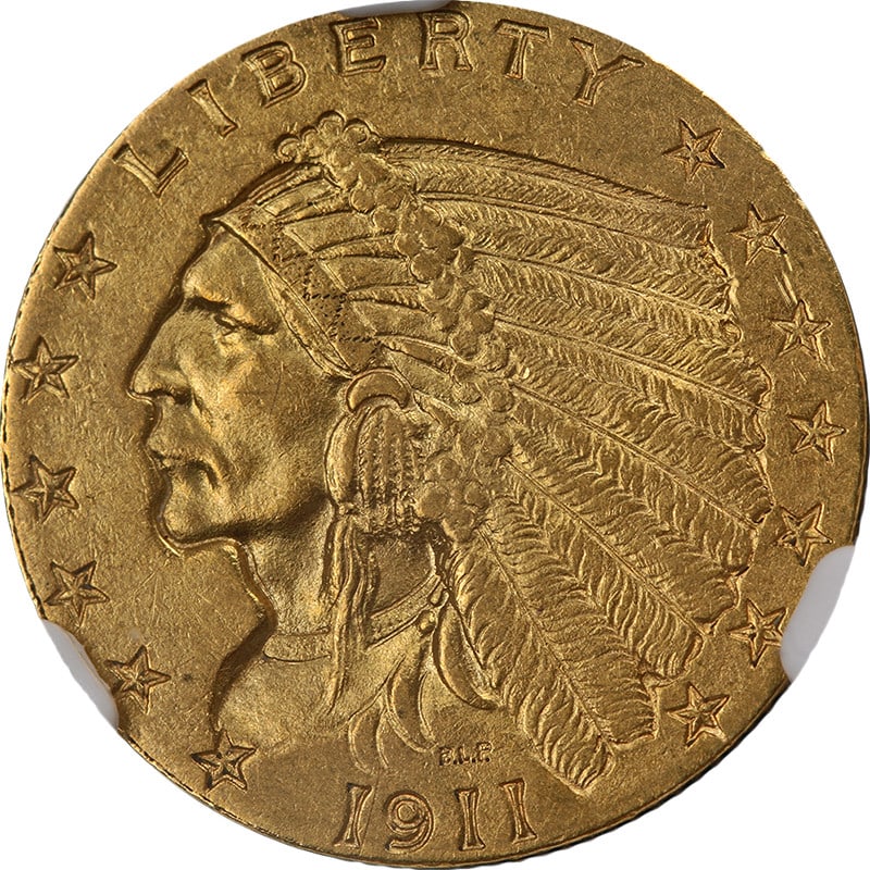 1911-P Indian Gold $2.50 Coin NGC MS61 Exceptional Eye Appeal (1 of 4)