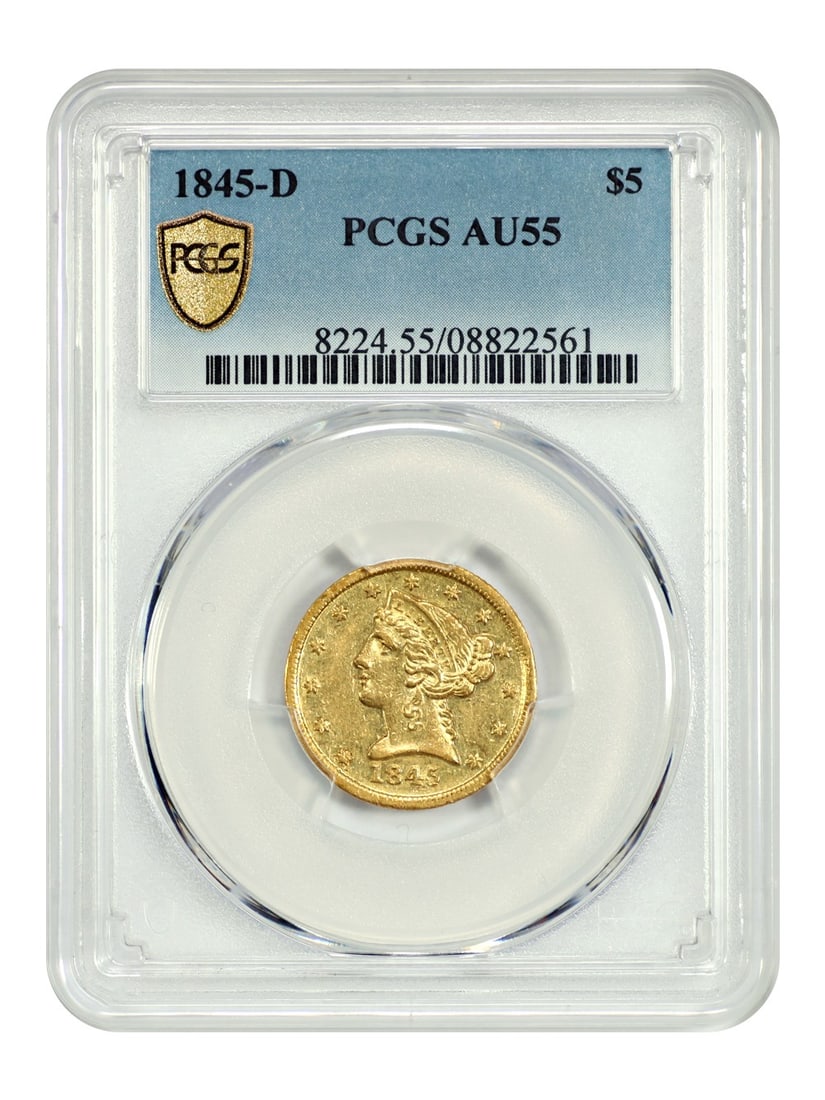 1845-D $5 Liberty Head Gold Coin PCGS AU55 Dahlonega Mint (1 of 4)
