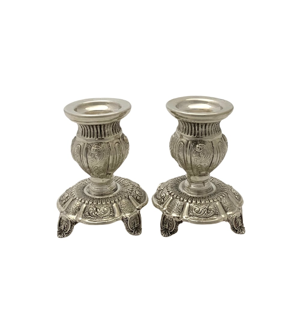 Handmade 925 Sterling Silver Candlesticks Matte Shiny Finish: Handmade 925 Sterling Silver Candlesticks Matte Shiny Finish Enhance your home decor with these exquisite handmade candlesticks, crafted from 925 sterling silver. Featuring an elegant chased swirl des