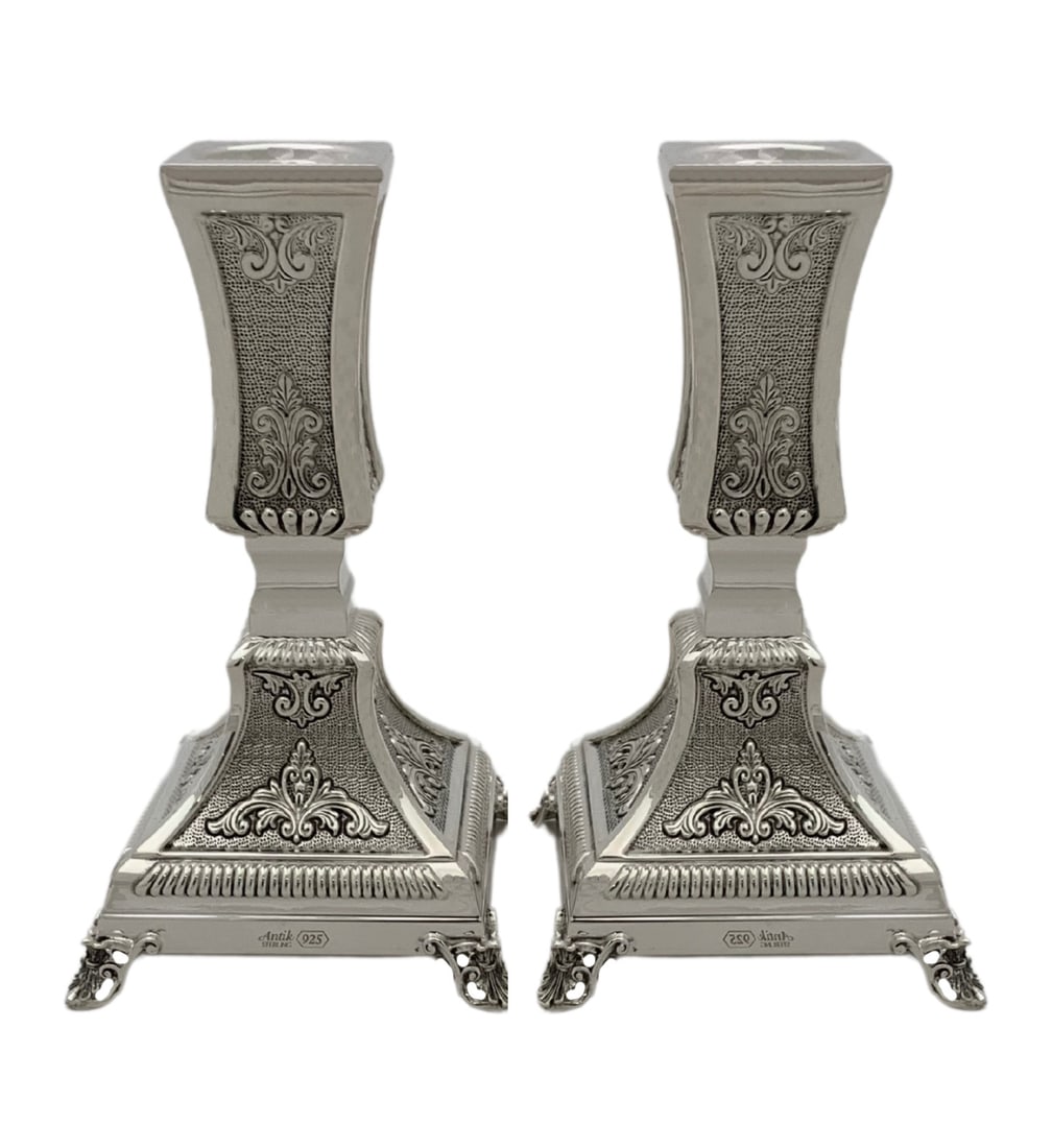 Handmade 925 Sterling Silver Ornate Matte Shiny Candlesticks 6 Inches: Handmade 925 Sterling Silver Ornate Matte Shiny Candlesticks 6 Inches Enhance your home decor with these exquisite fine small candlesticks made from 925 sterling silver. Each piece showcases intricate