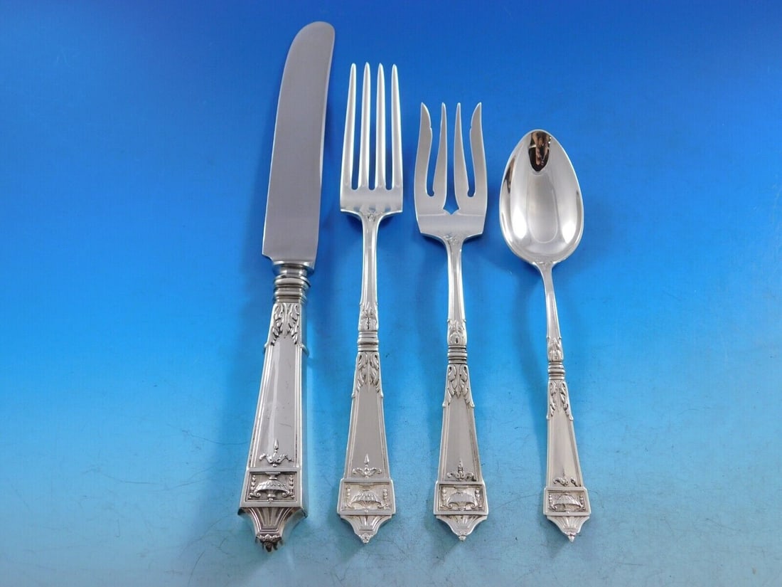 Gorham Lansdowne Sterling Silver 4-Piece Place Setting: Gorham Lansdowne Sterling Silver 4-Piece Place Setting Enhance your dining experience with this exquisite 4-piece place setting from the Lansdowne pattern by Gorham. Crafted from high-quality sterling
