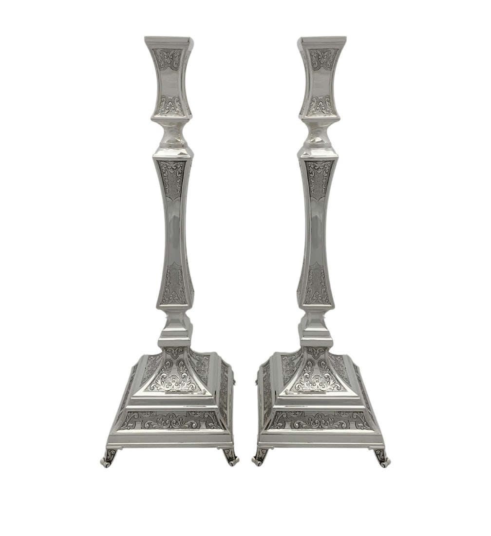 Handmade 925 Sterling Silver Chased Swirl Candlesticks 15.5 Inches: Handmade 925 Sterling Silver Chased Swirl Candlesticks 15.5 Inches Enhance your home decor with these exquisite handmade candlesticks crafted from fine 925 sterling silver. The elegant chased swirl de