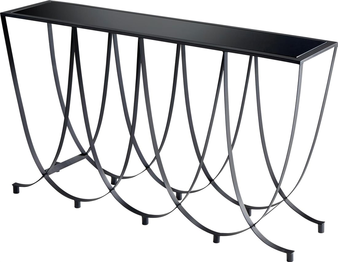 Cyan Suffolk Console Table Graphite Transitional Style 55 Inches: Cyan Suffolk Console Table Graphite Transitional Style 55 Inches Add a touch of elegance to your home with the Traditional Graphite Suffolk Console Table. This console table features a sleek graphite