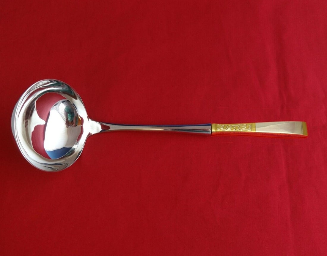 Gorham Golden Scroll Sterling Silver Soup Ladle Custom Made 10.5": Gorham Golden Scroll Sterling Silver Soup Ladle Custom Made 10.5" Discover the elegance of the Golden Scroll by Gorham Sterling Silver Soup Ladle. This custom-made ladle features a hollow handle craft