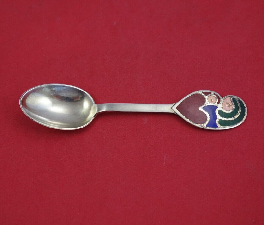 A. Michelsen Christmas Sterling Silver Teaspoon 1968 Henry Heerup Enameled: A. Michelsen Christmas Sterling Silver Teaspoon 1968 Henry Heerup Enameled This exquisite sterling silver teaspoon is a beautiful piece from the Christmas collection by A. Michelsen, crafted in 1968.