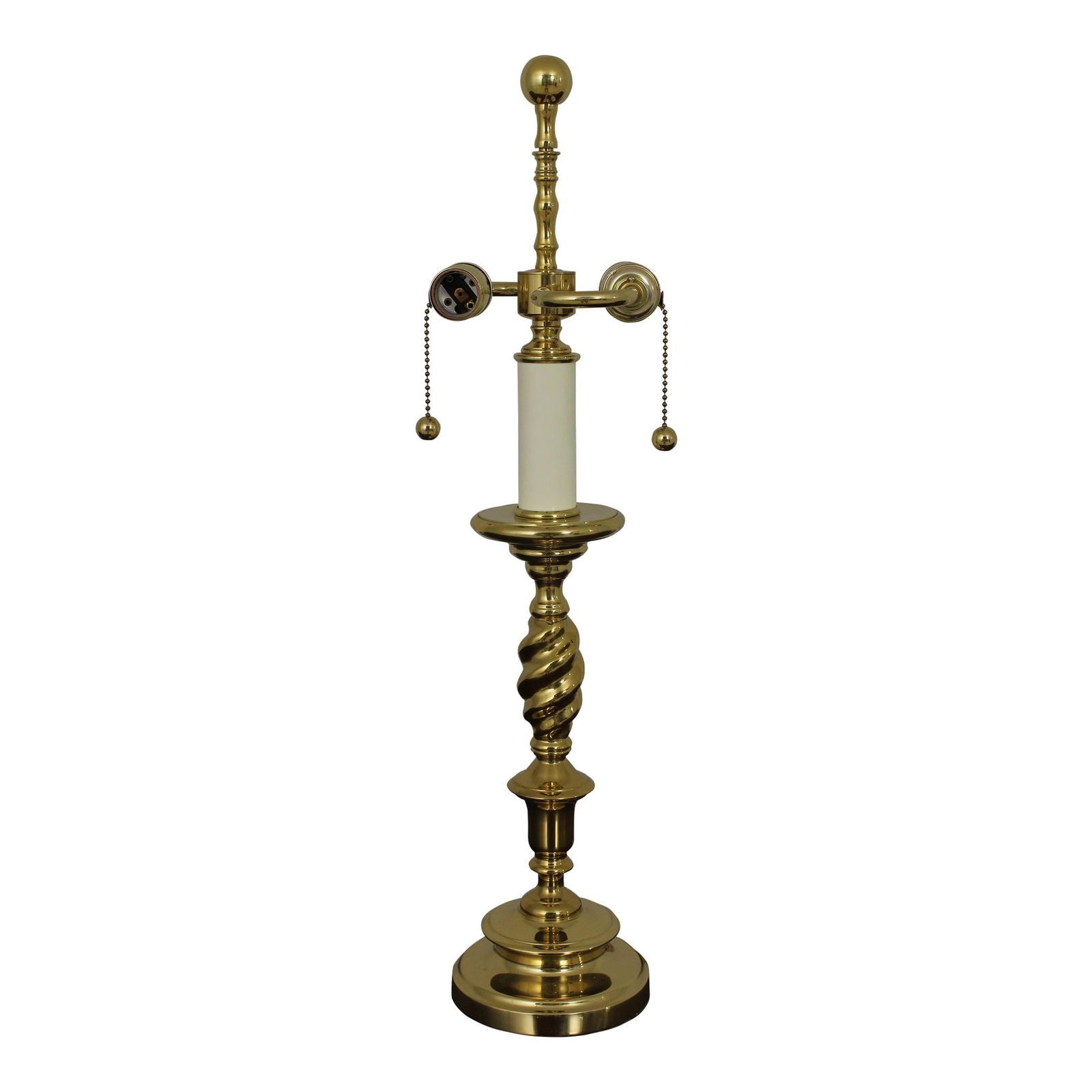 Elegant Solid Brass Double Arm Spiral Candlestick Lamp: Elegant Solid Brass Double Arm Spiral Candlestick Lamp Illuminate your space with this elegant Brass Double Arm Spiral Candlestick Lamp, crafted with high-quality solid brass and featuring a stunning