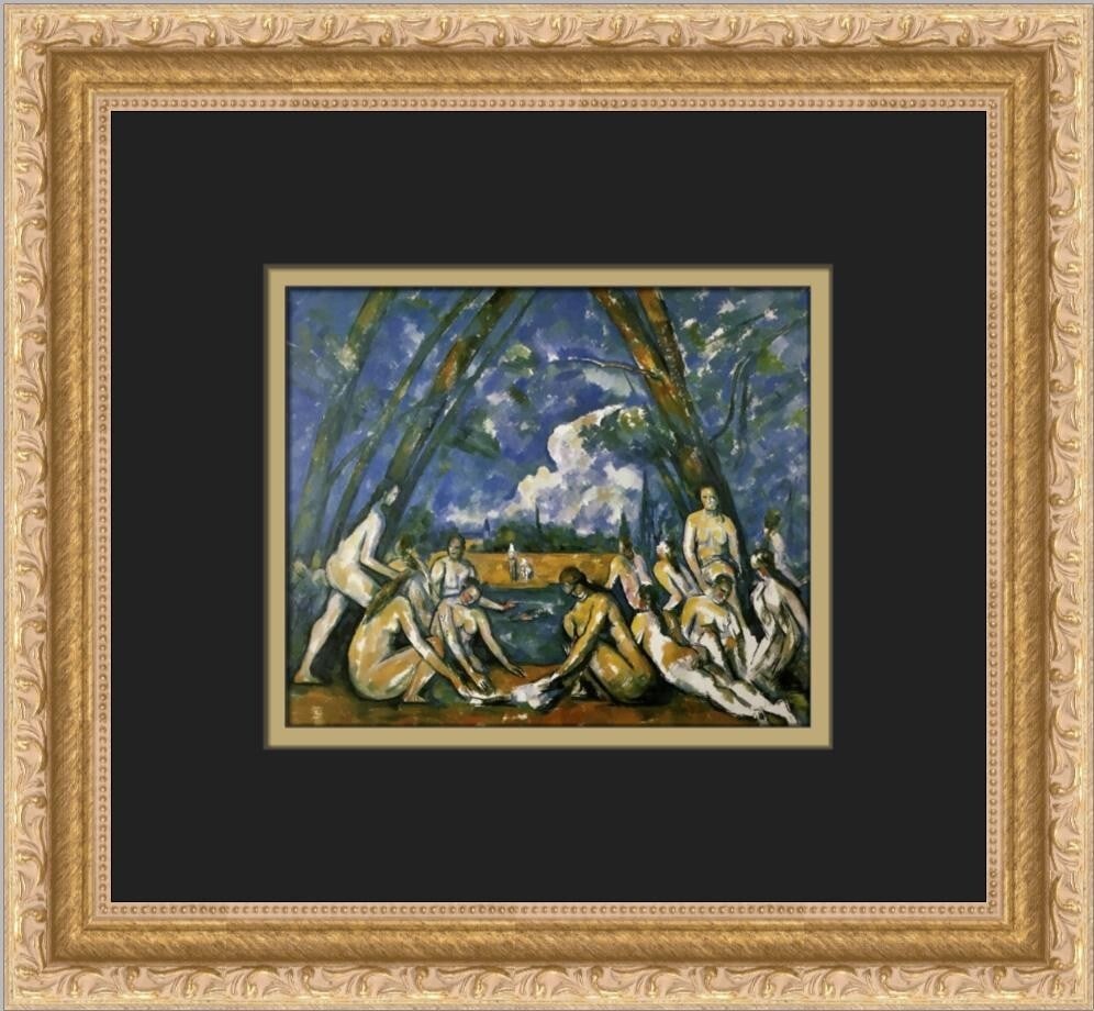 Paul Cezanne The Large Bathers Custom Framed Art Print 12 x 11: Paul Cezanne The Large Bathers Custom Framed Art Print 12 x 11 This stunning custom-framed print of Paul Cezanne's "The Large Bathers" beautifully showcases the artist's impressionistic style, featuri
