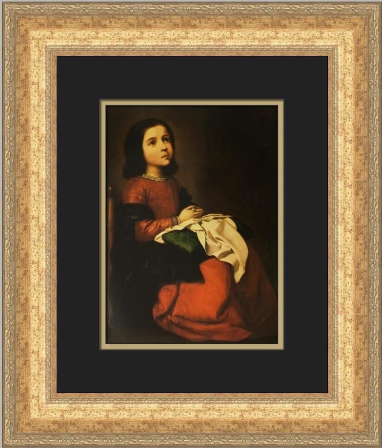 Francisco De Zurbaran The Girlhood of the Madonna Custom Framed Print 19x16 in: Francisco De Zurbaran The Girlhood of the Madonna Custom Framed Print 19x16 in This exquisite custom framed print titled "The Girlhood of the Madonna" by renowned artist Francisco De Zurbaran captures