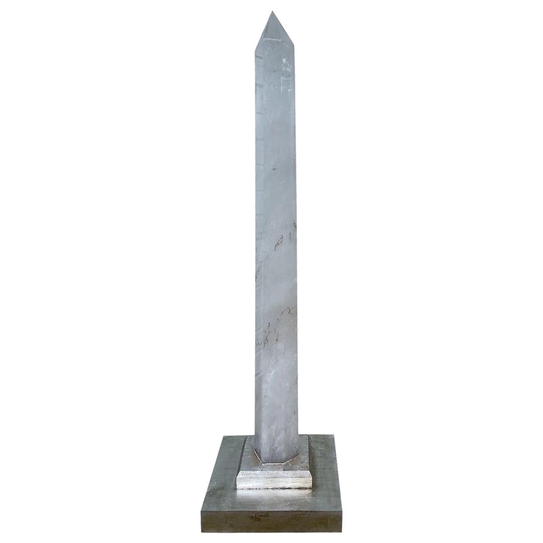 Monumental Neoclassical Obelisk in Natural Rock Crystal 32 Inches: Monumental Neoclassical Obelisk in Natural Rock Crystal 32 Inches Presenting a stunning Neoclassical Grand Tour style obelisk, crafted from natural rock crystal. This monumental piece stands at an imp