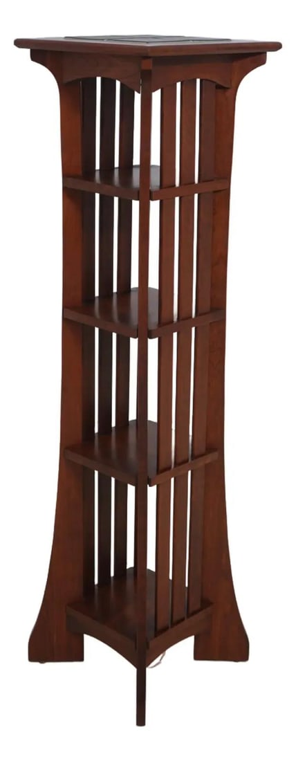 Ethan Allen Arts & Crafts Cherry Wood Tile Top Stand 48.5": Ethan Allen Arts & Crafts Cherry Wood Tile Top Stand 48.5" This Ethan Allen Arts & Crafts Tile Top Stand showcases a timeless design that blends functionality with style. Crafted from solid cherry woo