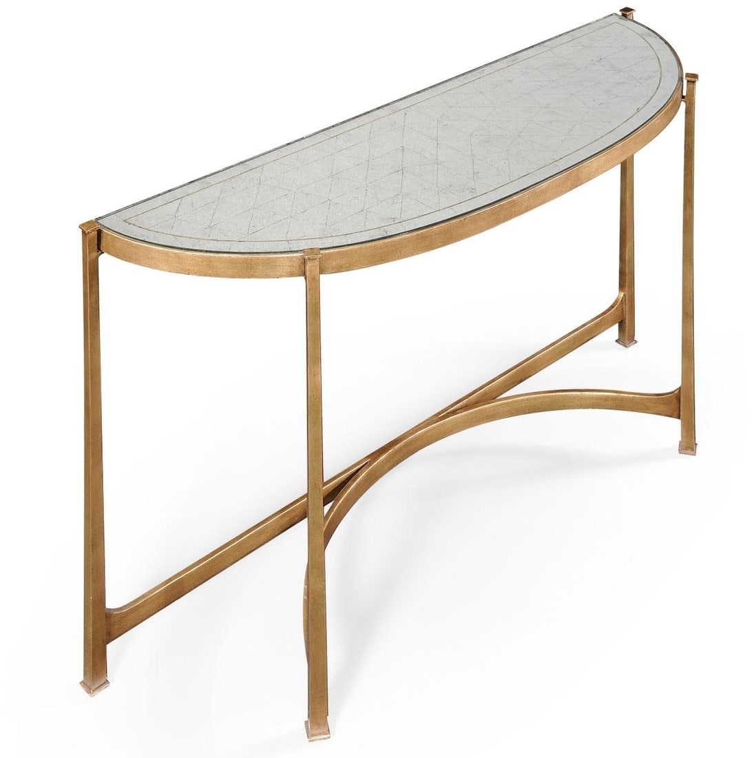 Jonathan Charles Contemporary Gilded Demilune Console Table Luxe Collection: Jonathan Charles Contemporary Gilded Demilune Console Table Luxe Collection This exquisite Contemporary Gilded Demilune Console Table features a stunning design that combines antique and vintage style
