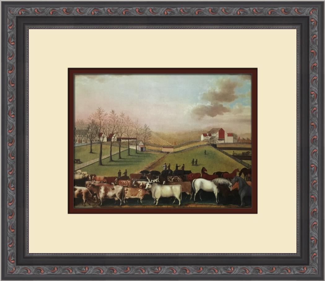Edward Hicks The Cornell Farm Custom Framed Print 12x14 Impressionism: Edward Hicks The Cornell Farm Custom Framed Print 12x14 Impressionism This exquisite custom framed print titled "The Cornell Farm" by Edward Hicks captures a serene landscape featuring farm animals. C