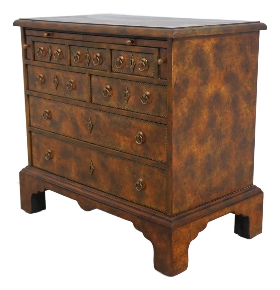 Maitland Smith George III Walnut Bachelor Chest Distressed Finish (1 of 10)