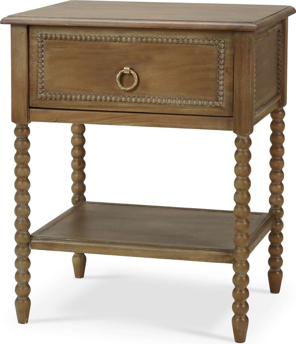 Bramble Mahogany Bedside Table Straw Wash Finish 29H: Bramble Mahogany Bedside Table Straw Wash Finish 29H This handcrafted bedside table exudes elegance with its stunning straw wash finish. Designed as part of the Cholet collection, it features a solid