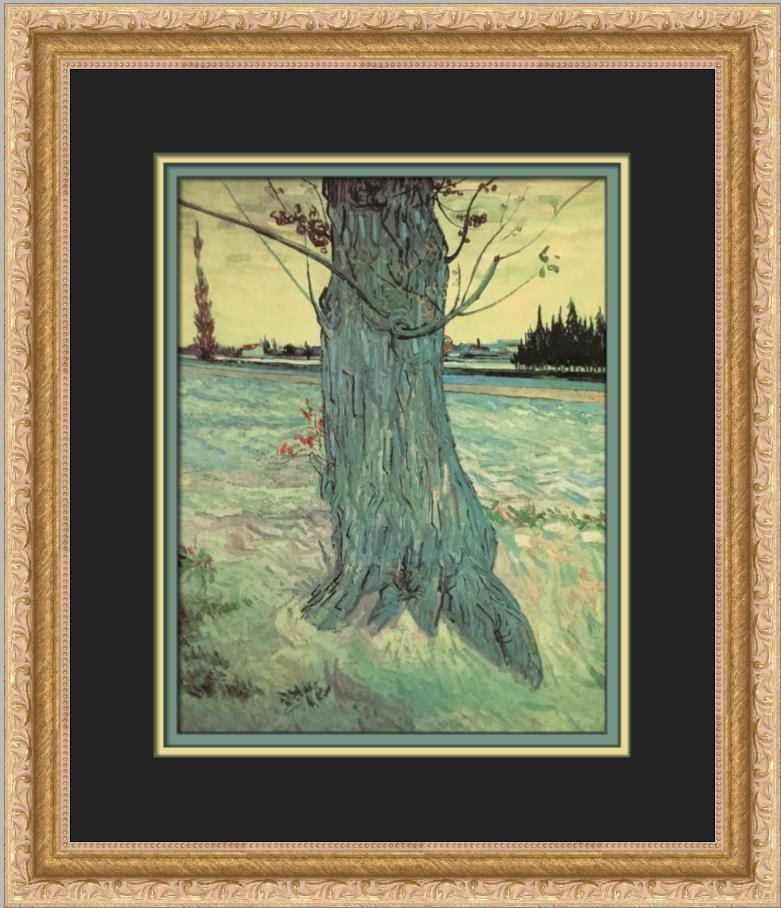 Vincent Van Gogh The Oak Tree Custom Framed Print Offset Lithograph: Vincent Van Gogh The Oak Tree Custom Framed Print Offset Lithograph This exquisite custom framed print features Vincent Van Gogh's iconic artwork titled "The Oak Tree." This medium-sized print is a st