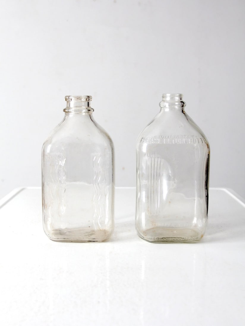 Vintage Glass Milk Jugs Set with Geometric Patterns (1 of 9)