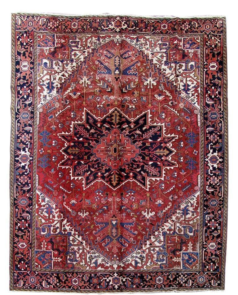 Exquisite 9' x 11'10" Persian Heriz Carpet Handmade Wool Rug (1 of 6)