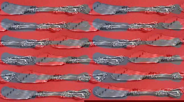 Reed and Barton Marlborough Sterling Silver Butter Spreader Set 12pc: Reed and Barton Marlborough Sterling Silver Butter Spreader Set 12pc Enhance your dining experience with this exquisite set of 12 butter spreaders from the Marlborough pattern by Reed and Barton. Craf